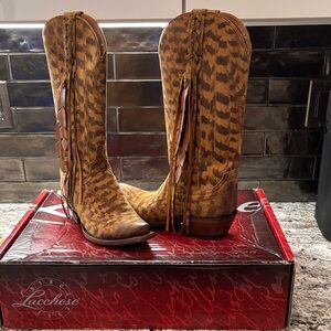 Lucchese Women's Brown Patterned Heeled Boots